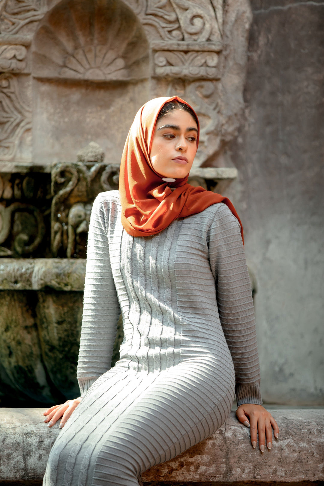 Urban Modesty - Gray Long Sleeve Maxi Sweater Dress-CLEARANCE