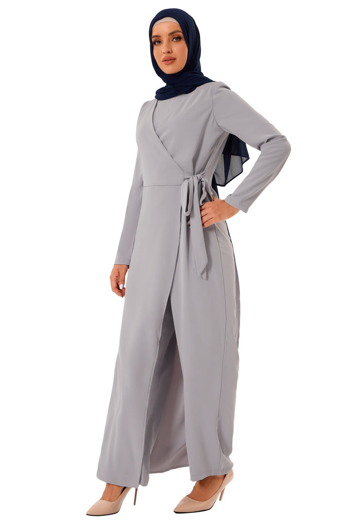 Urban Modesty - Gray Side Knot Jumpsuit-CLEARANCE