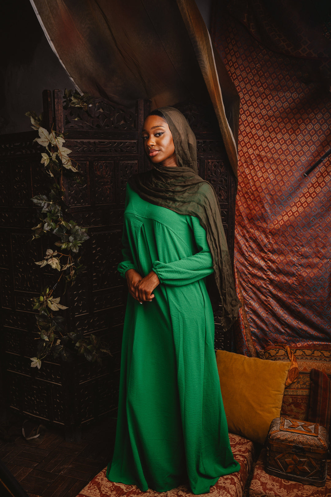 Urban Modesty - Green Sheath Abaya Maxi Dress