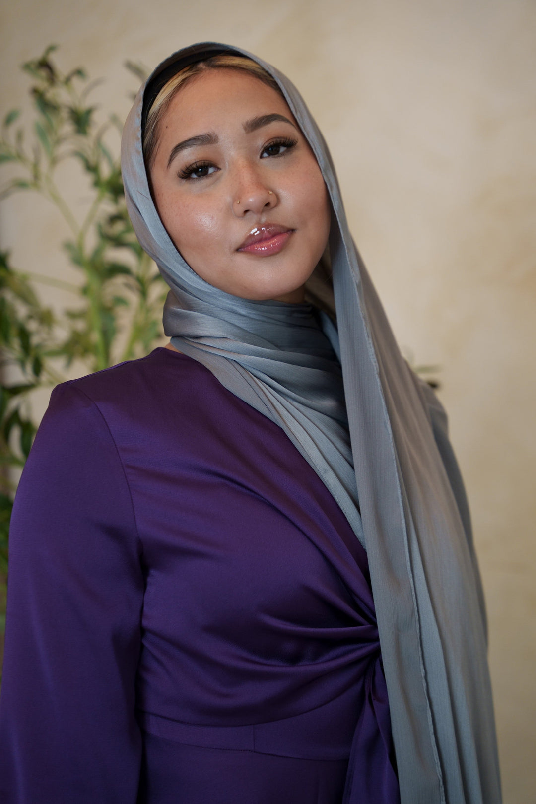 Grey Shimmer Hijab Head Scarf#2