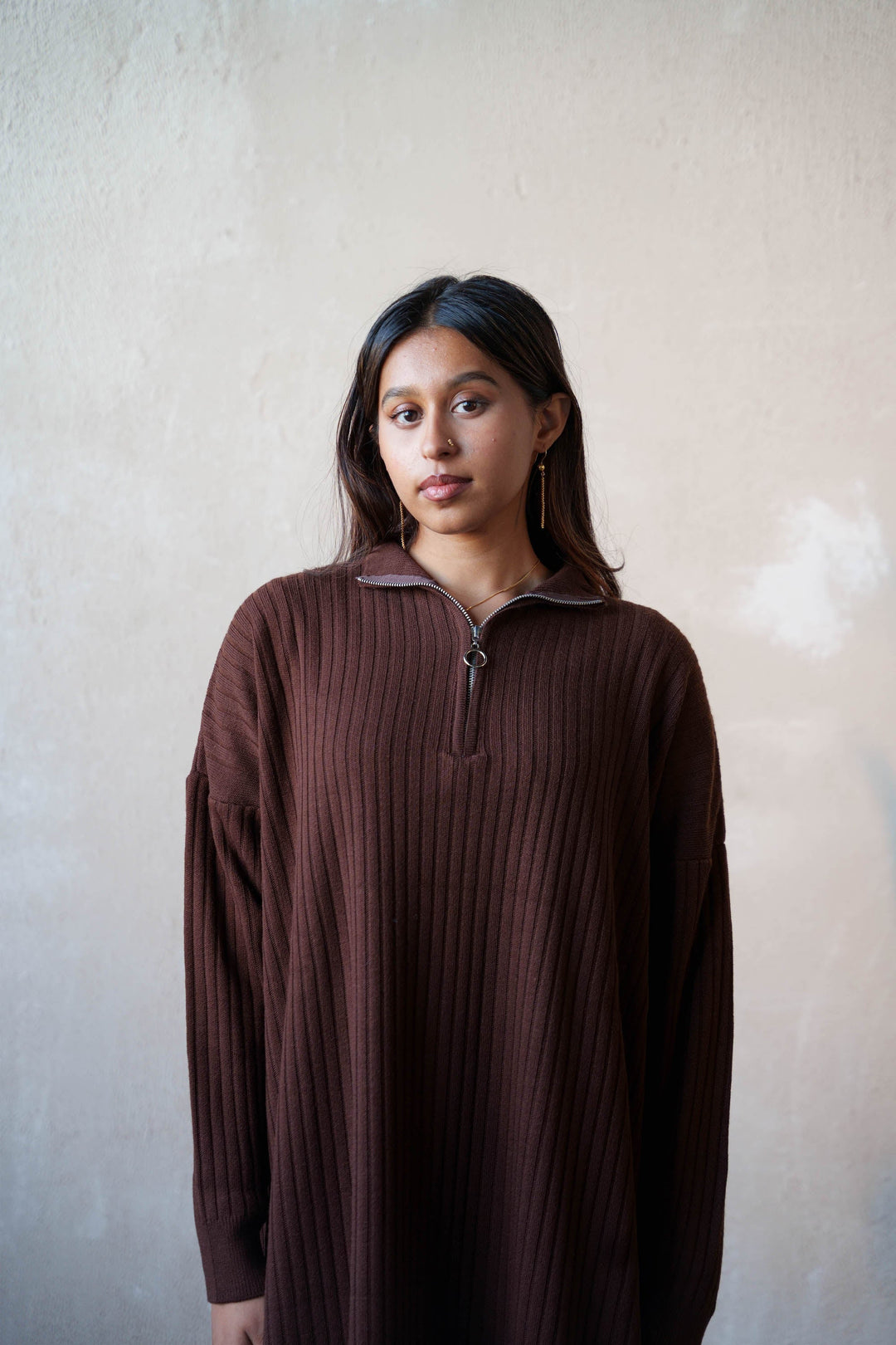 Urban Modesty - Half Zipper Sweater Dress