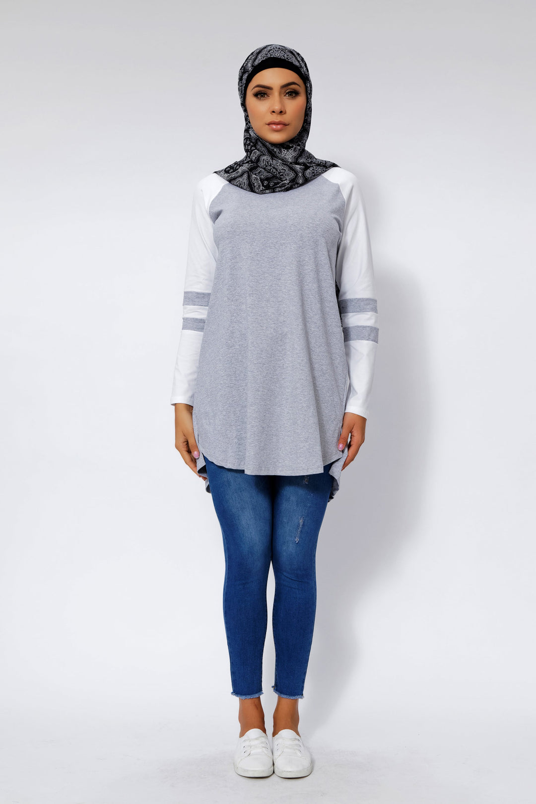 Urban Modesty - Heather Gray Basic Long Sleeve Cotton Tunic