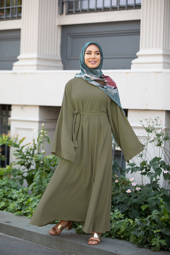 Urban Modesty - Hunter Green Kimono Abaya Maxi Dress