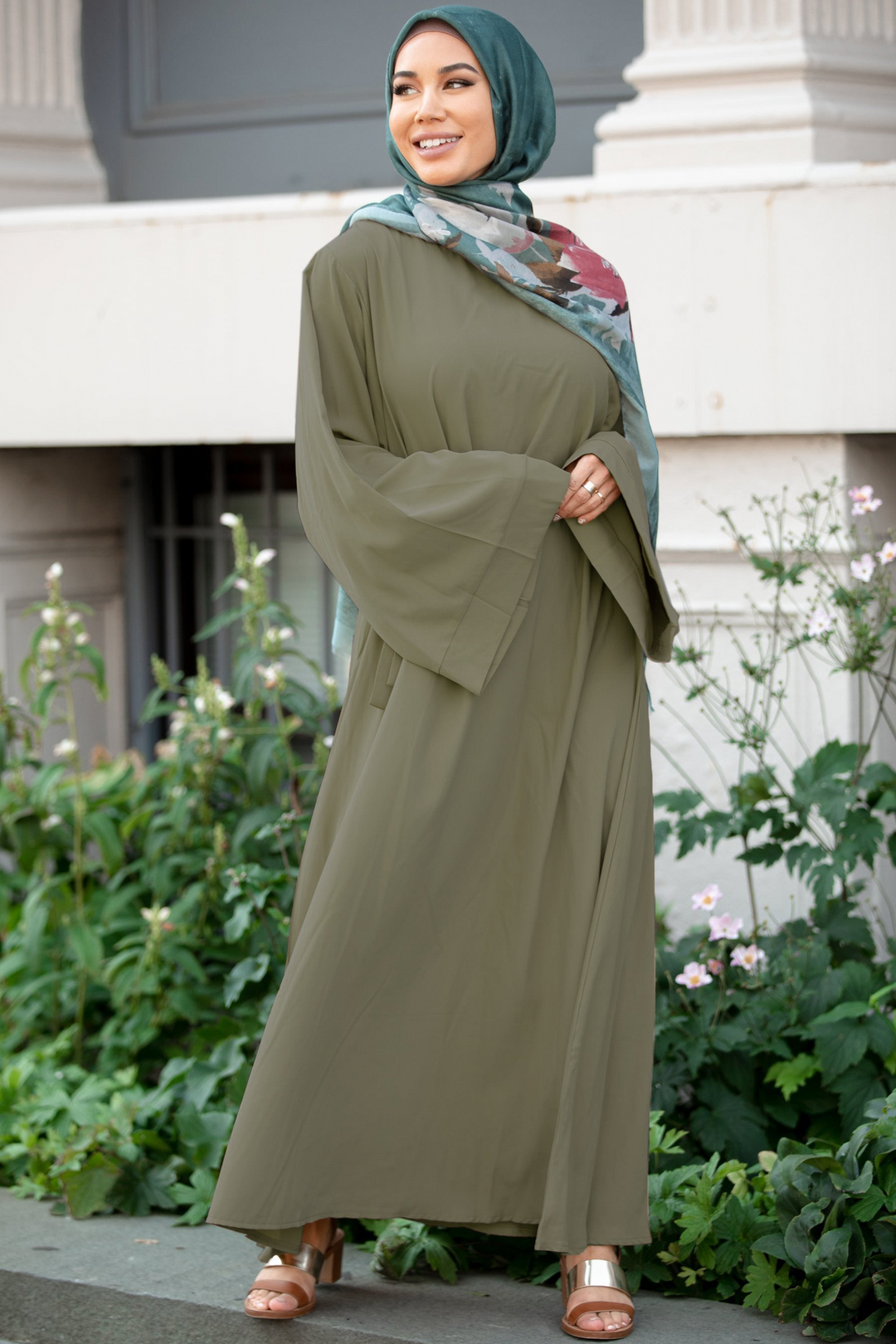 Hunter Green Kimono Abaya Maxi Dress