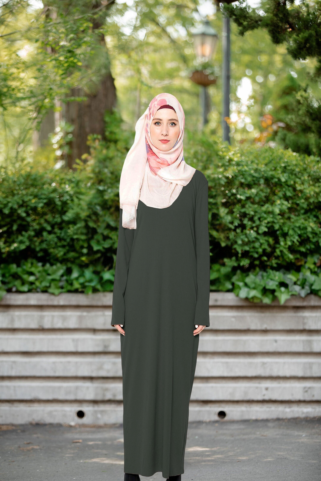 Urban Modesty - Hunter Green Ribbed Long Sleeve Maxi Dress
