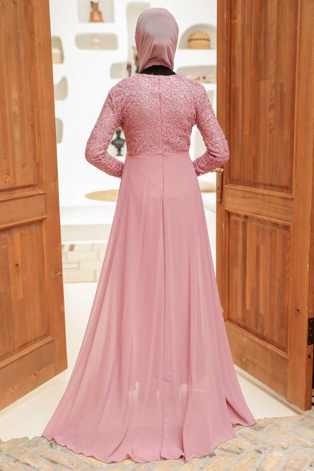 Urban Modesty - Lace With Attached Chiffon Attached Skirt Gown
