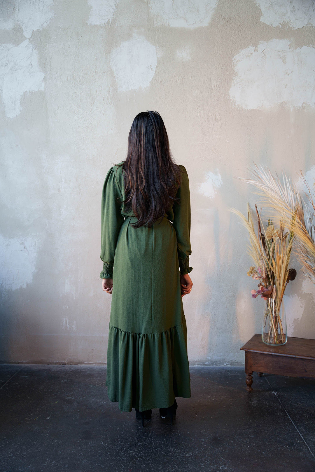 Urban Modesty - Lost in Paradise Elastic Sleeve Maxi Dress