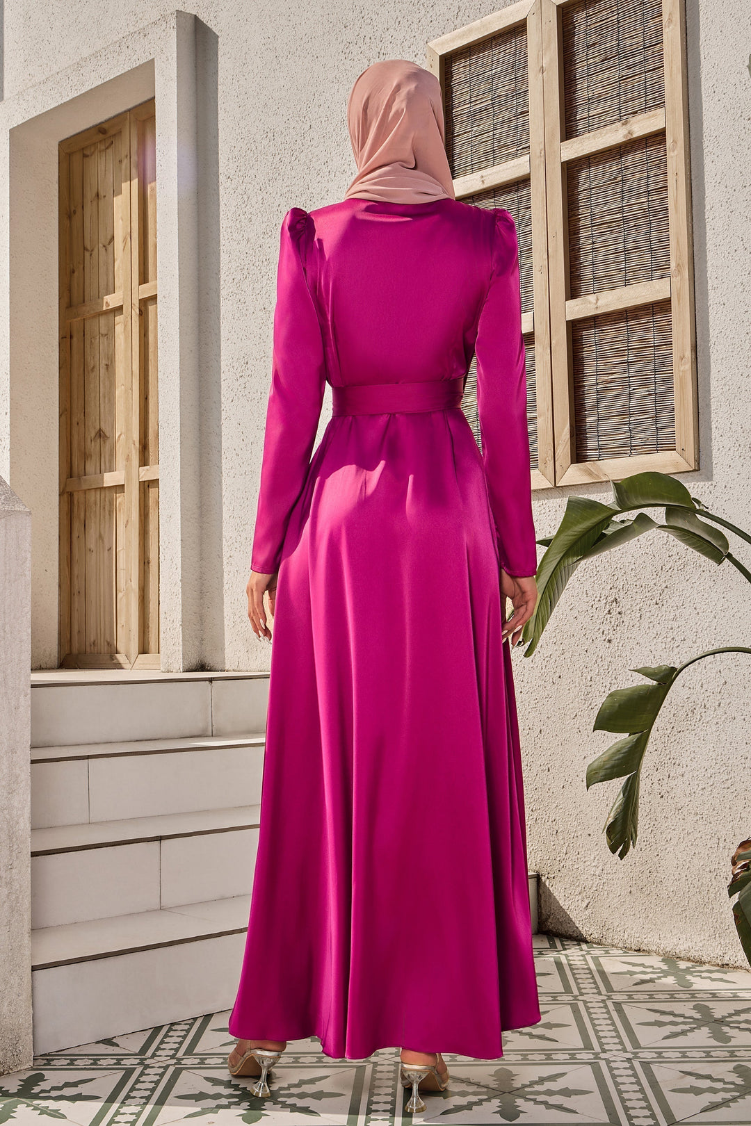 Magenta Criss Cross Side Tie Maxi Dress-CLEARANCE