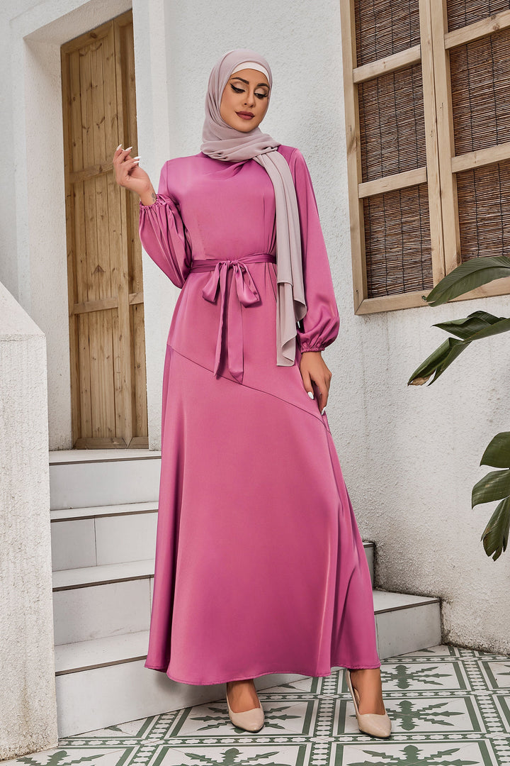 Urban Modesty - Purple Satin Long Sleeve Maxi Dress
