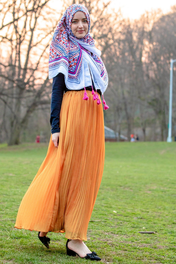 Urban Modesty - Marigold Pleated Chiffon Maxi Skirt