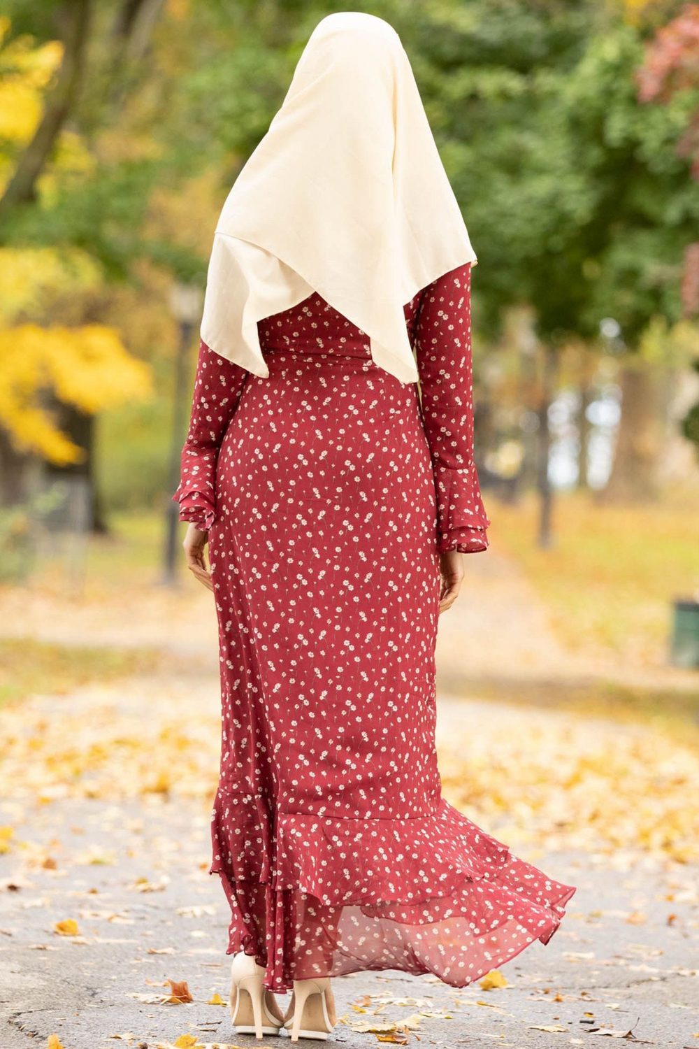 Urban Modesty - Maroon Daisy Button Down Maxi Dress-CLEARANCE