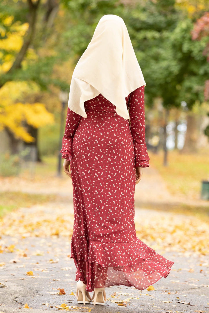 Maroon Daisy Button Down Maxi Dress-CLEARANCE