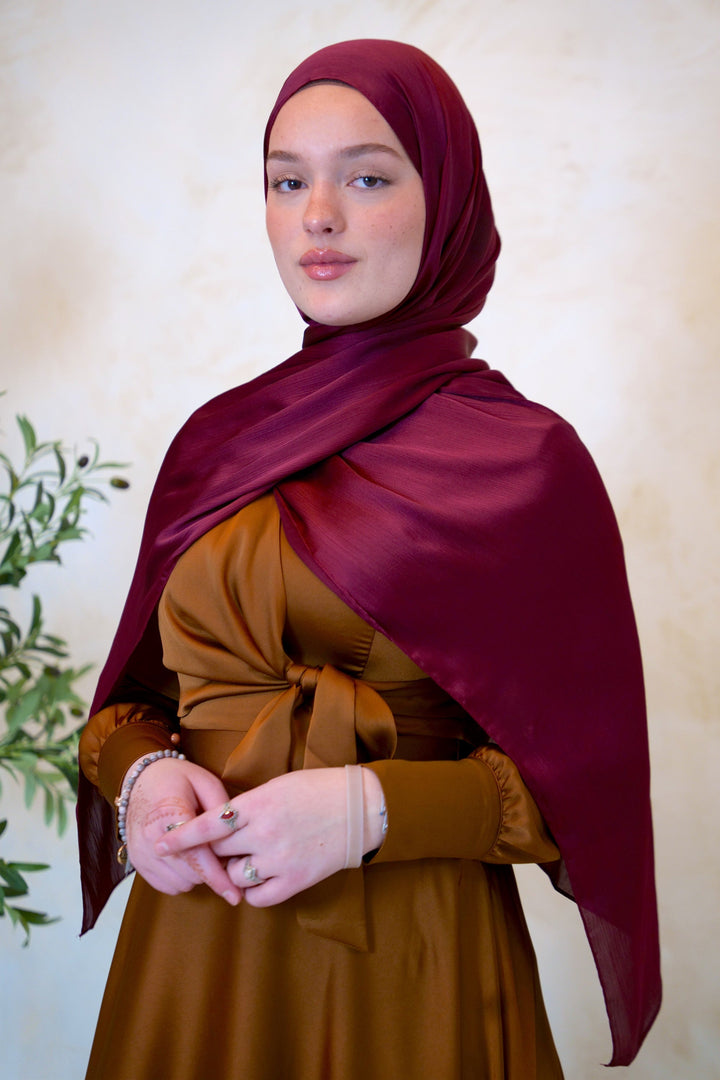 Maroon Shimmer Hijab Head Scarf