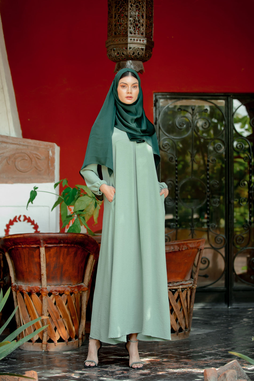 Urban Modesty - Mint Sheath Abaya Maxi Dress