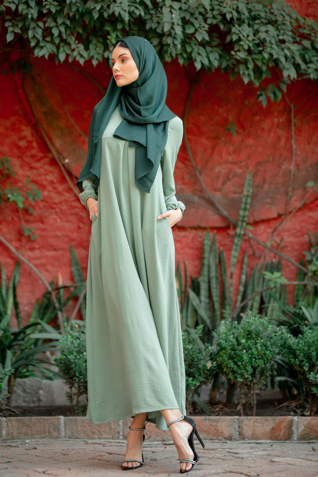 Urban Modesty - Mint Sheath Abaya Maxi Dress