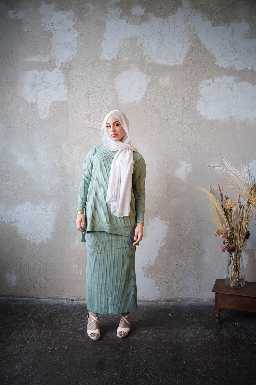 Urban Modesty - Mint Sweater & Skirt Set