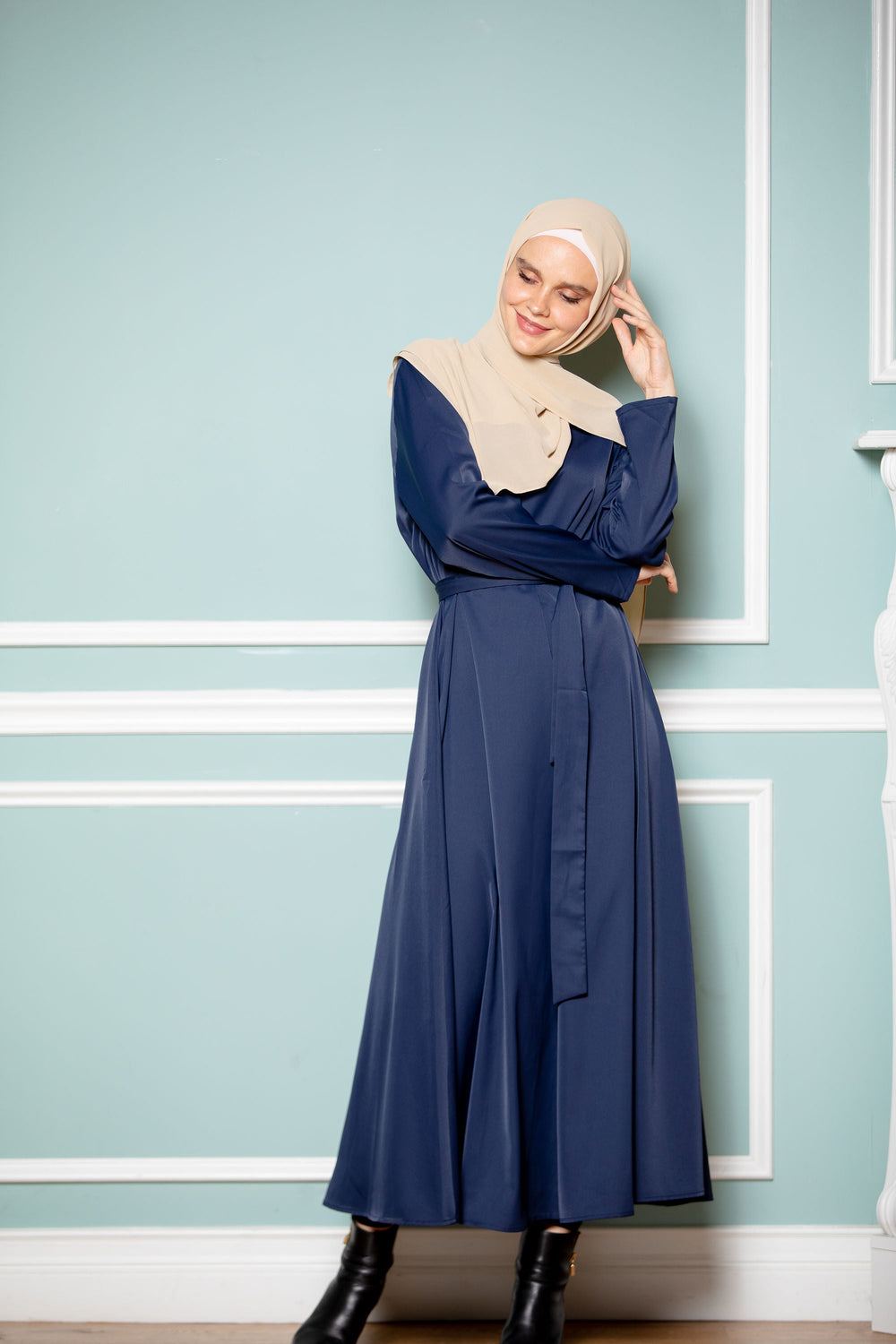 Urban Modesty - Navy Long Sleeve Abaya Dress-CLEARANCE