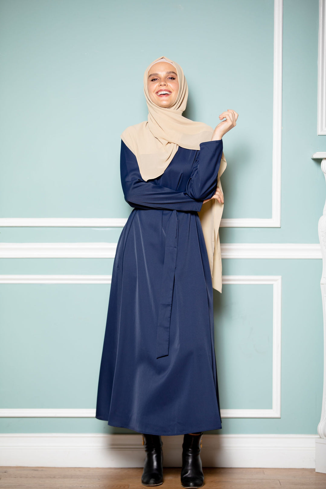 Urban Modesty - Navy Long Sleeve Abaya Dress-CLEARANCE