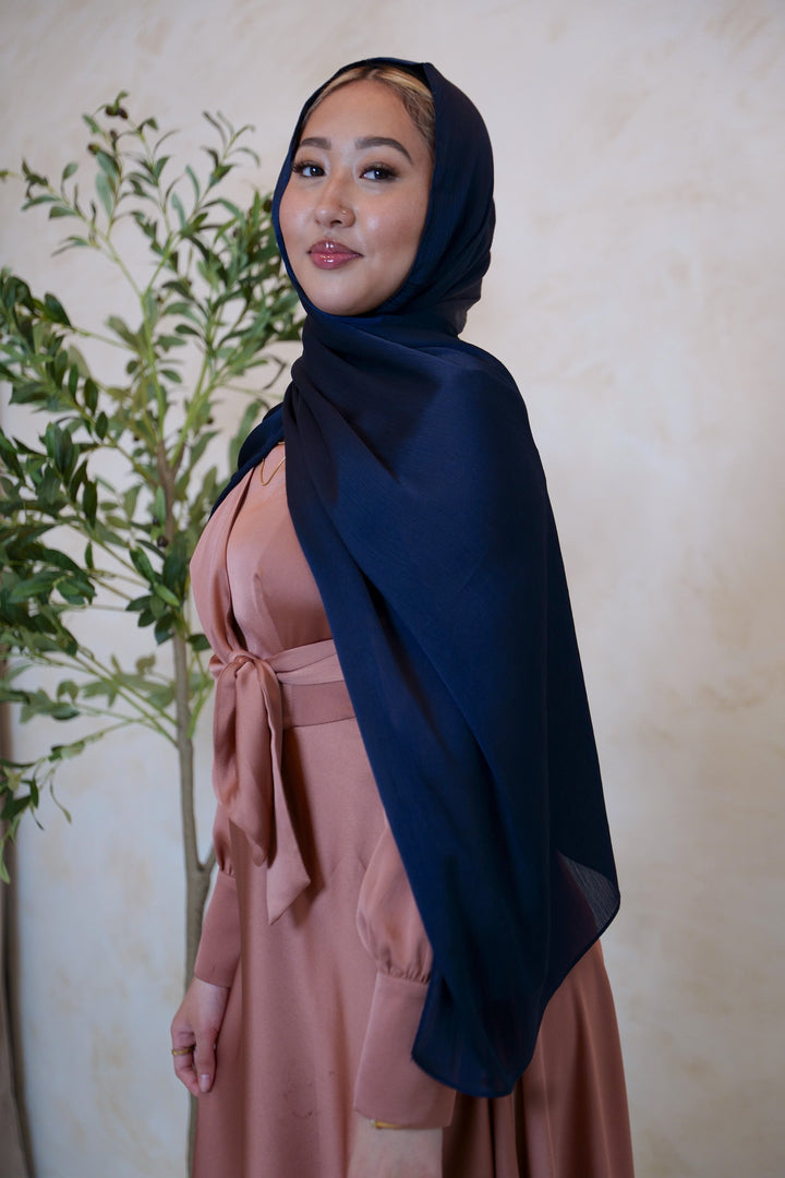 Navy Shimmer Hijab Head Scarf