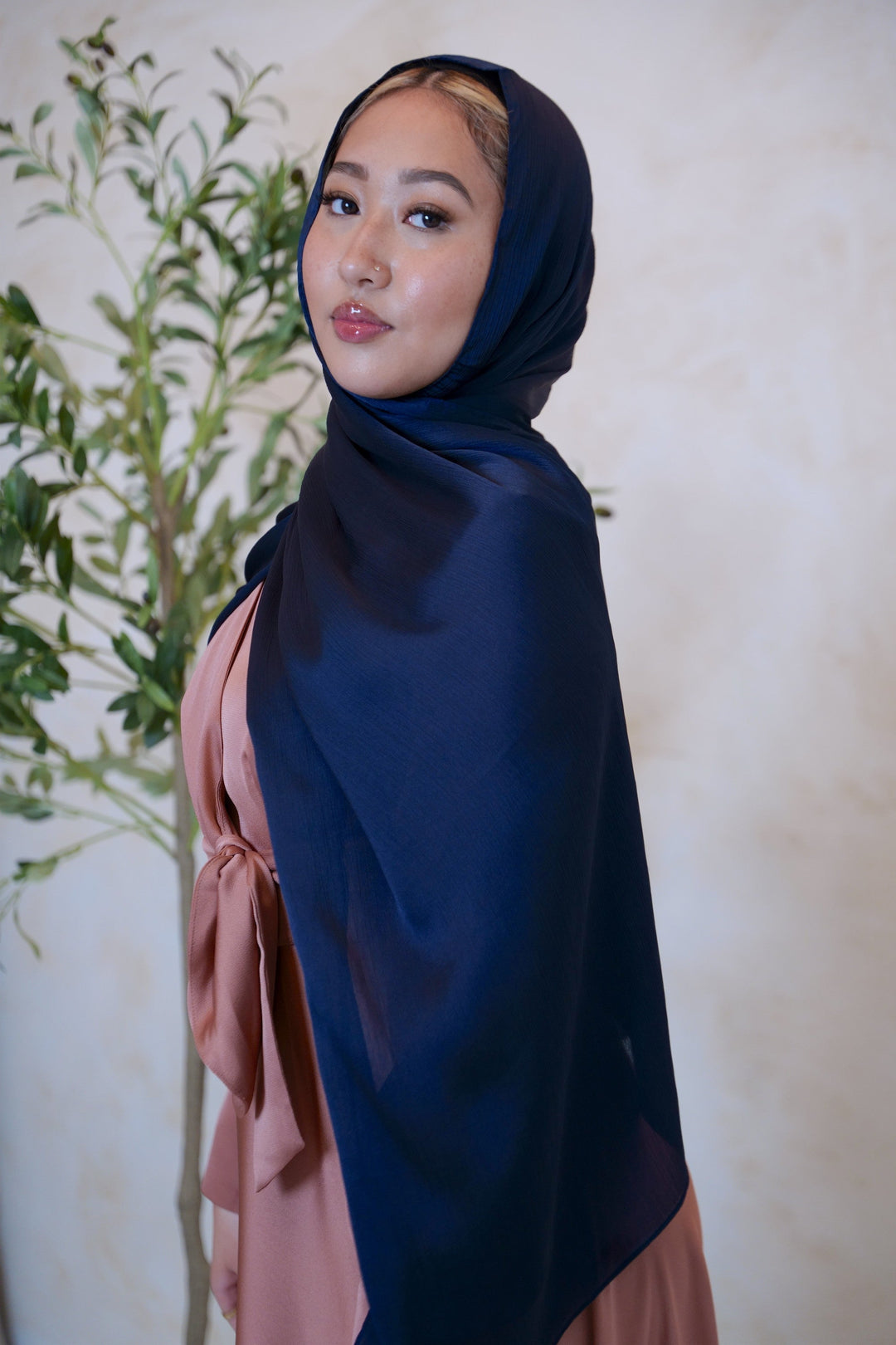 Navy Shimmer Hijab Head Scarf