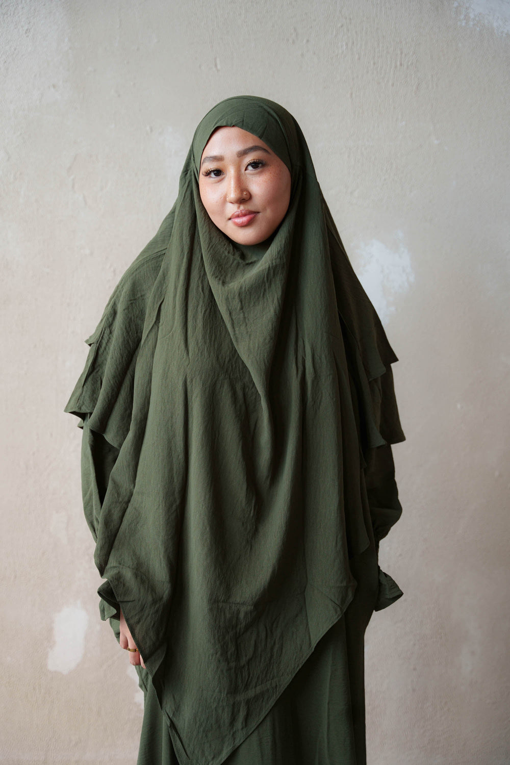 Urban Modesty - Olive Green Double Layer Khimar