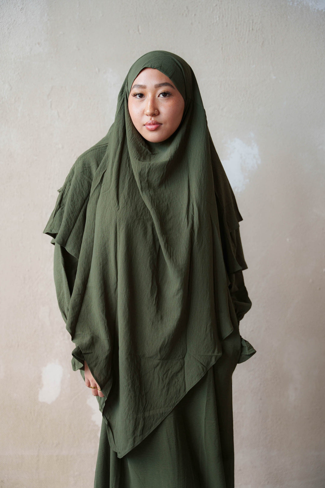 Urban Modesty - Olive Green Double Layer Khimar