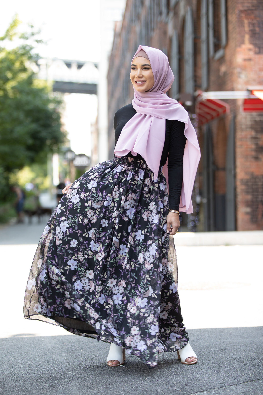 Urban Modesty - Perfectly Purple Floral Chiffon Maxi Skirt