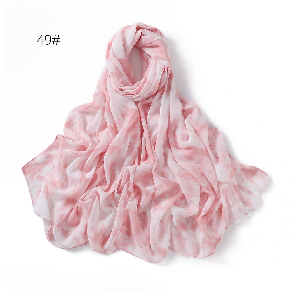 Urban Modesty - Pink and White Tye Dye Chiffon Hijab