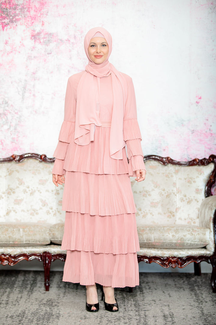 Urban Modesty - Pink Ruffle Sleeve Maxi Dress