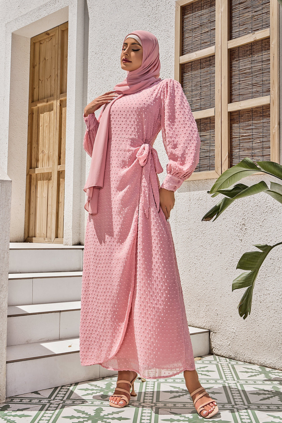 Pink Side Wrap Bell Sleeve Maxi Dress – Urban Modesty