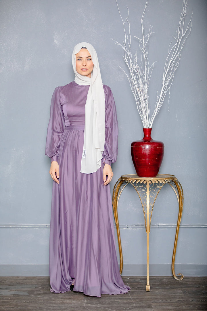 Urban Modesty - Purple Inaya Satin Gown-CLEARANCE