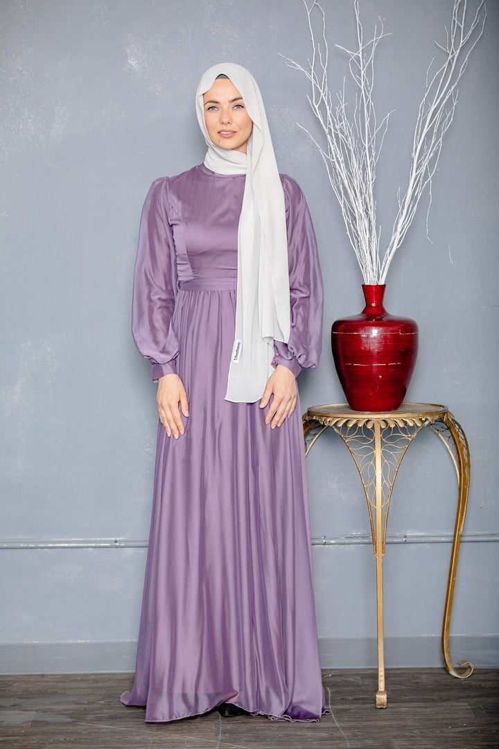 Urban Modesty - Purple Inaya Satin Gown-CLEARANCE