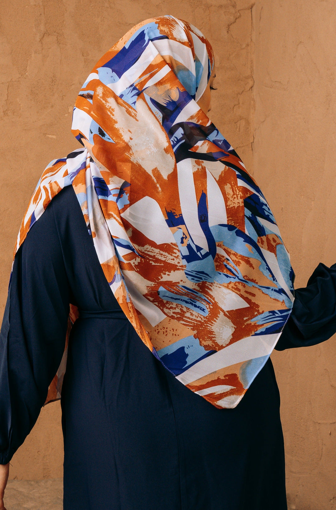 Urban Modesty - Red and Blue Abstract Print Chiffon Hijab