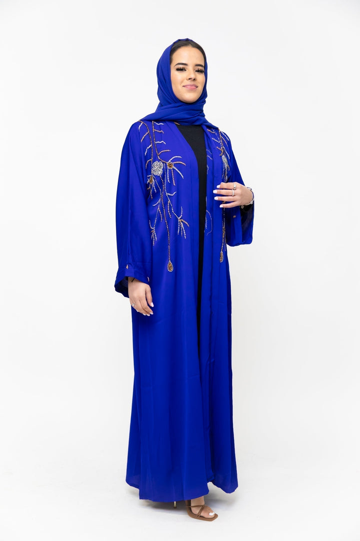 Urban Modesty - Royal Blue Bedazzled Open Front Abaya