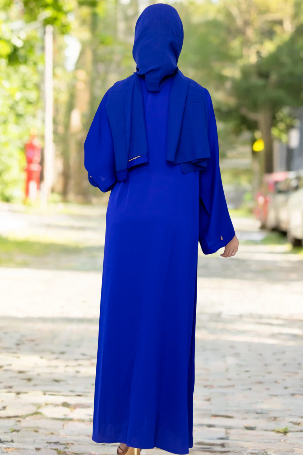 Royal Blue Bedazzled Open Front Abaya