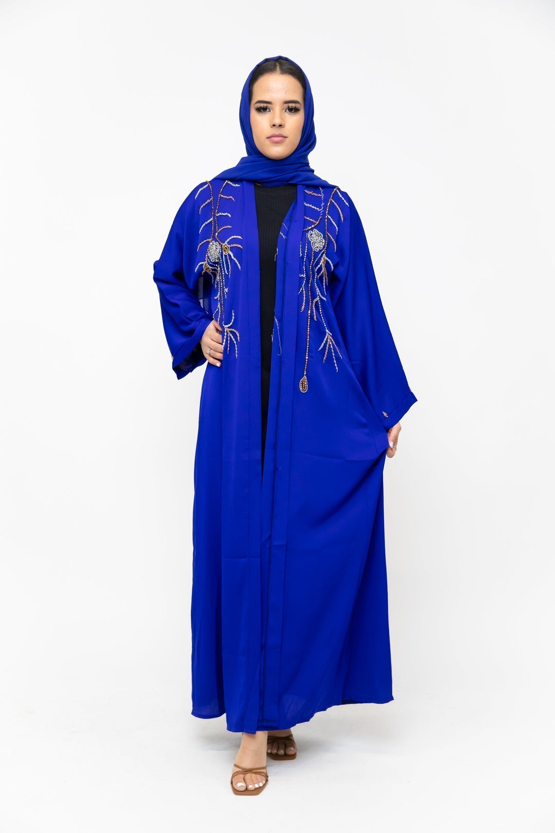 Urban Modesty - Royal Blue Bedazzled Open Front Abaya