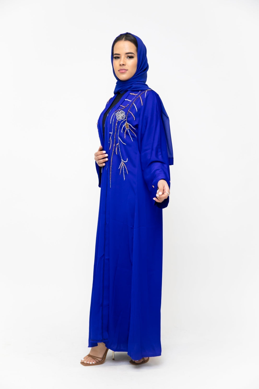 Urban Modesty - Royal Blue Bedazzled Open Front Abaya