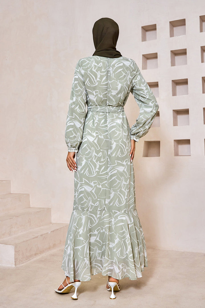 Urban Modesty - Sage Floral Half Turtleneck Maxi Dress
