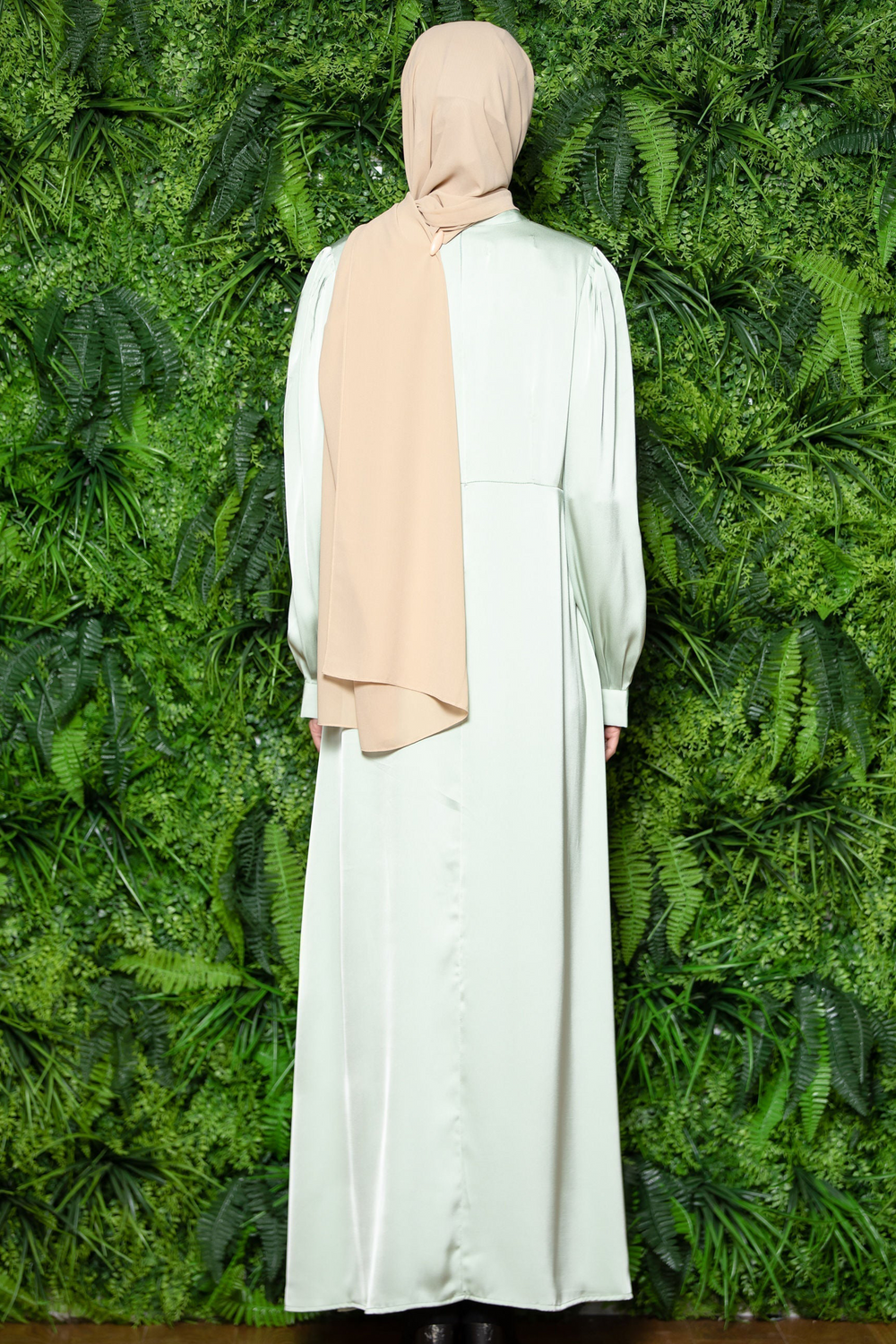 Urban Modesty - Sage Satin Pockets Long Sleeves Maxi Dress-CLEARANCE
