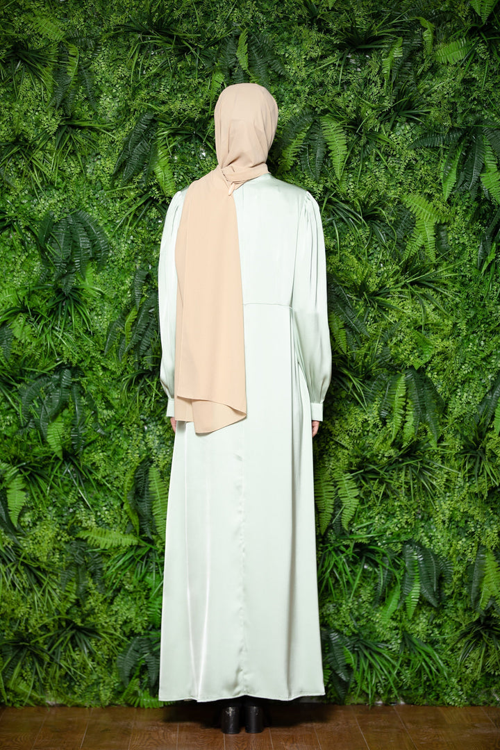 Urban Modesty - Sage Satin Pockets Long Sleeves Maxi Dress-CLEARANCE