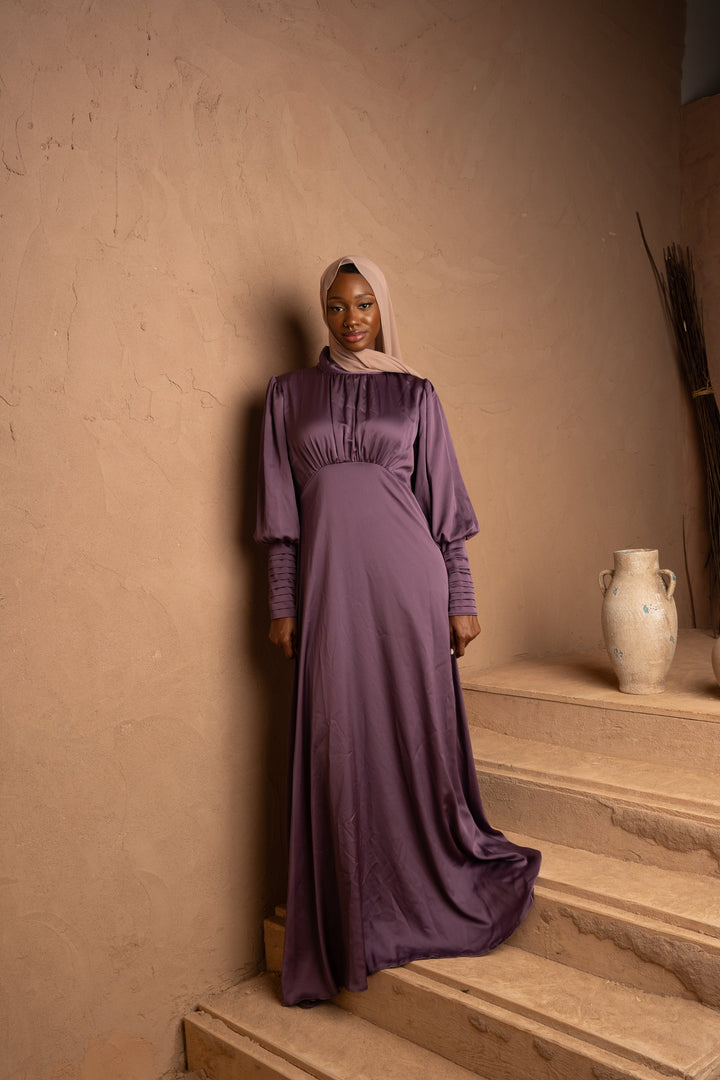 Urban Modesty - Satin Ruched Top and Sleeves Gown