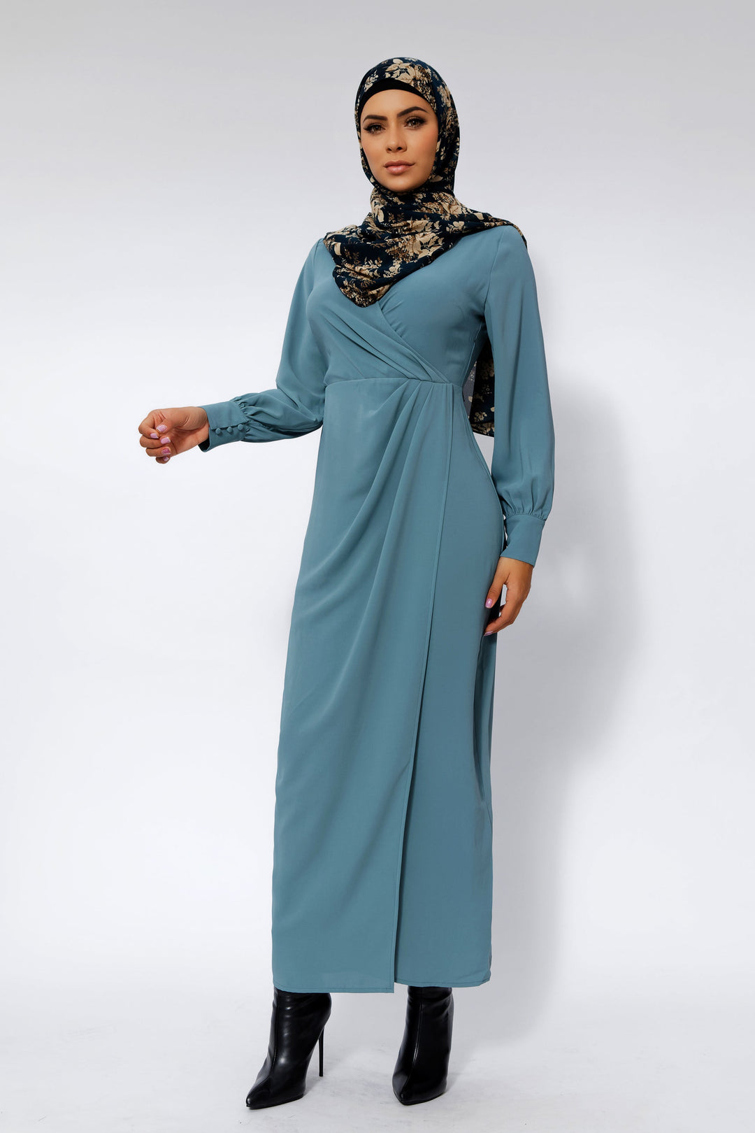 Urban Modesty - Sea Blue Wrap Maxi Dress