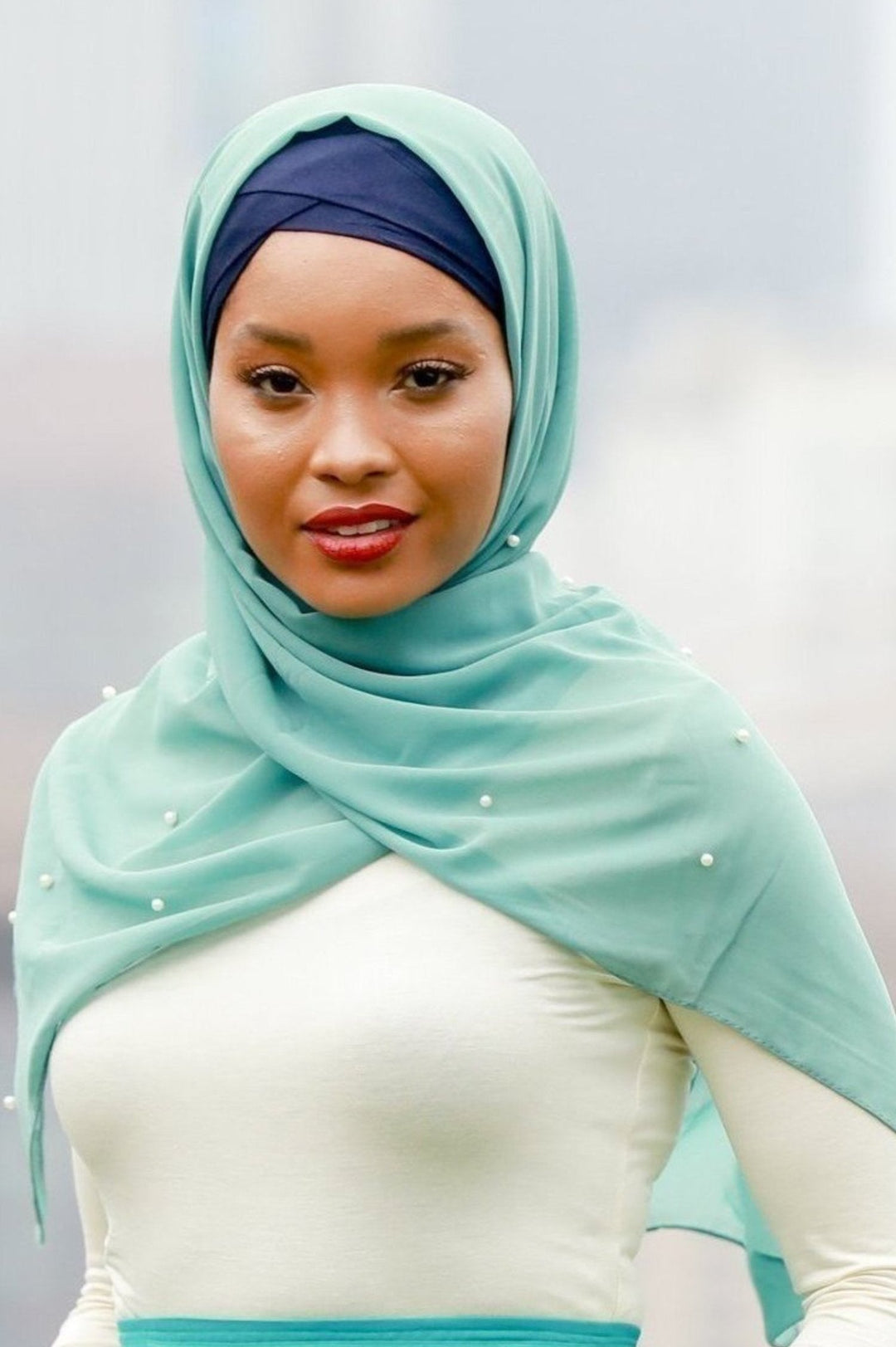 Urban Modesty - Sea Green Pearl Chiffon Hijab