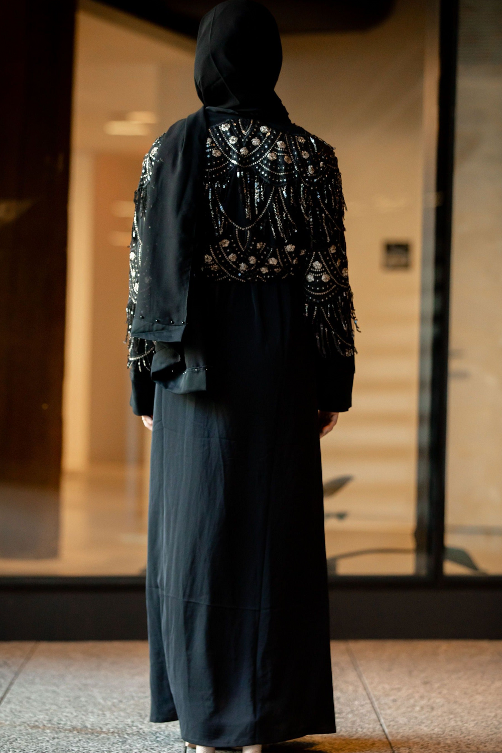 Urban Modesty - Sequin Love Open Front Abaya