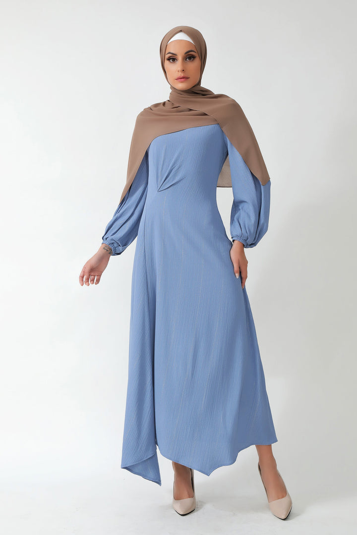 Something Blue Metallic Pinstripe Maxi Dress