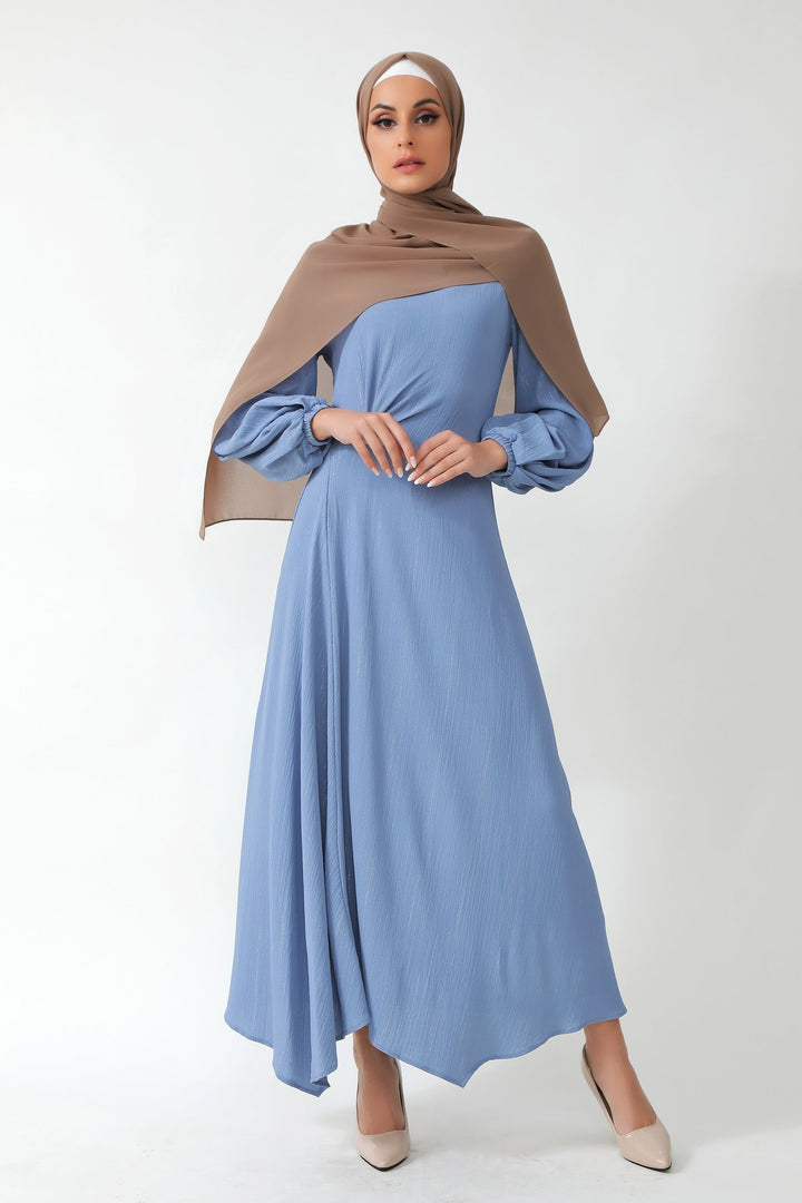 Something Blue Metallic Pinstripe Maxi Dress