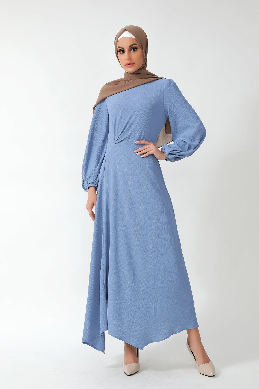 Something Blue Metallic Pinstripe Maxi Dress