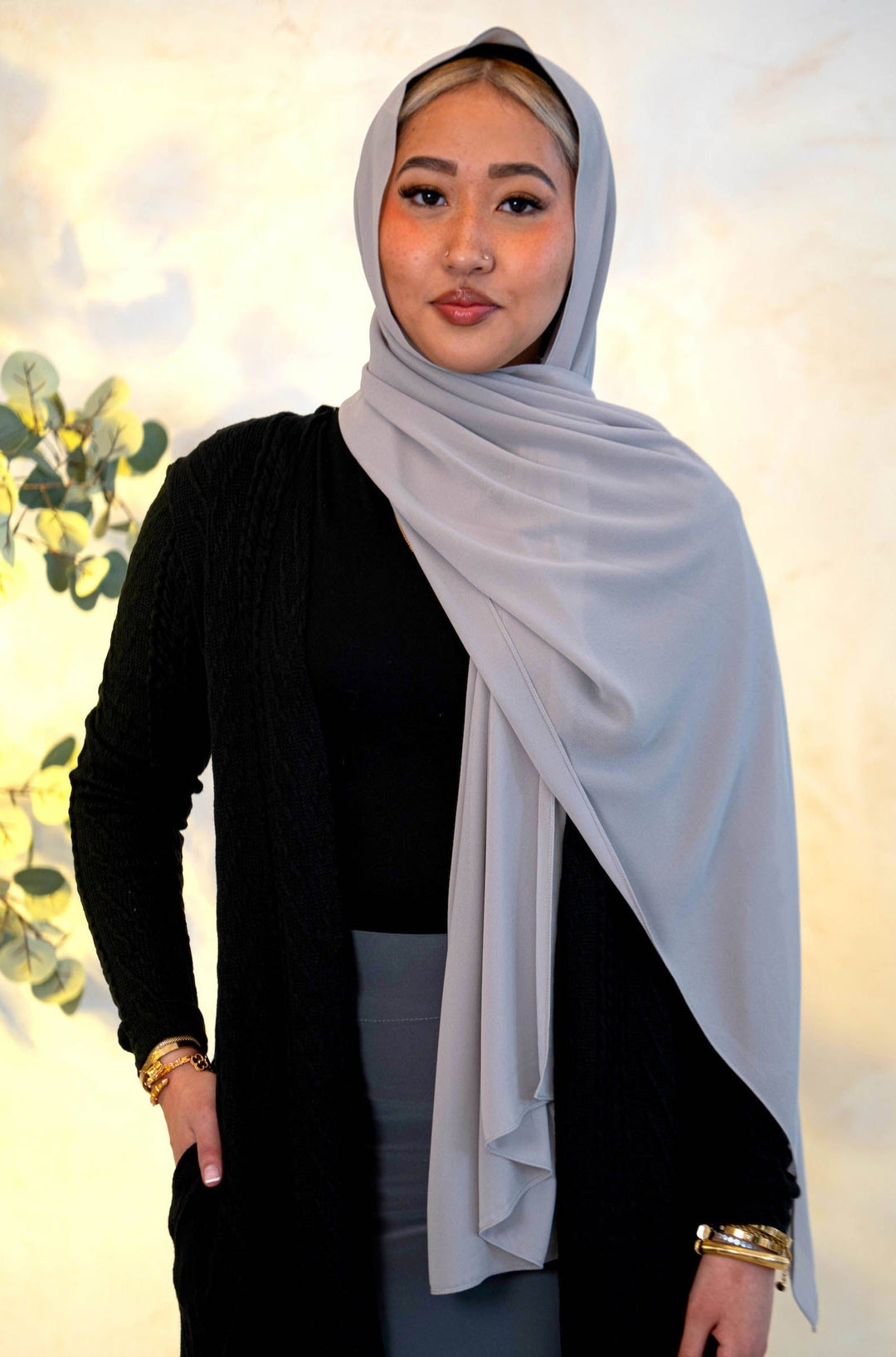 Steel Gray Chiffon Hijab