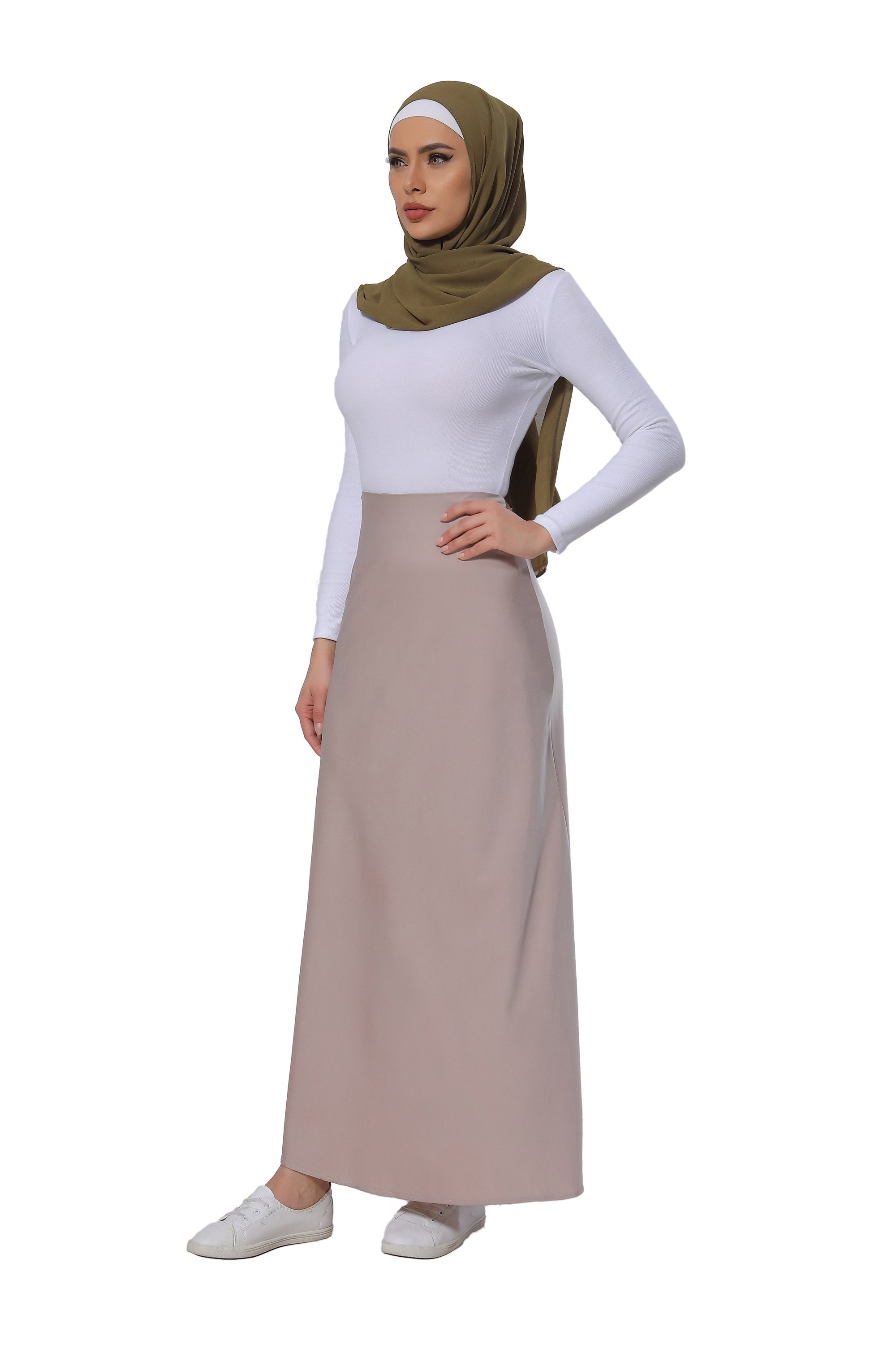 Taupe chiffon maxi clearance skirt