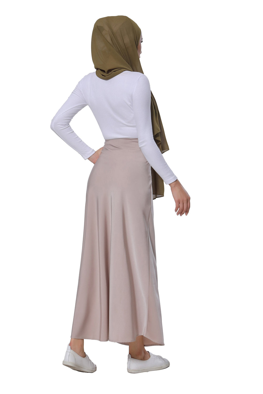 Urban Modesty - Taupe Satin Maxi Skirt